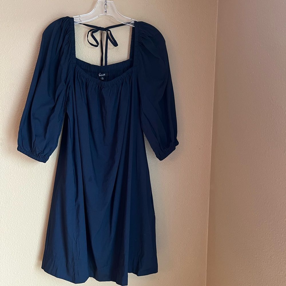 Madewell Depeche‎ Puff Sleeve Babydoll Dress 00 Navy NWT